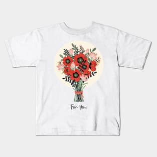 The beautiful fantasy flower bouquet with red and pink flowers For You! Kids T-Shirt